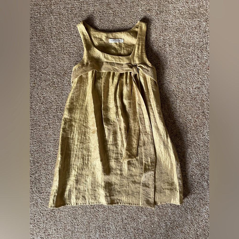 Topshop mini 60s gold shimmer mini dress